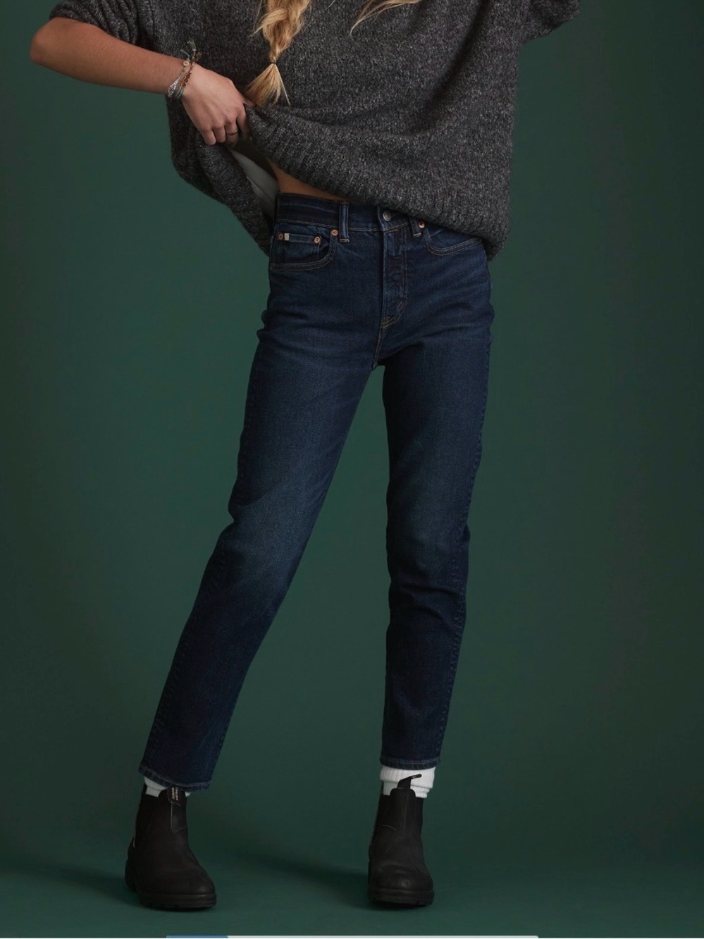 New AE77 Premium Jeans Dark Wash Mom Jean Size 6